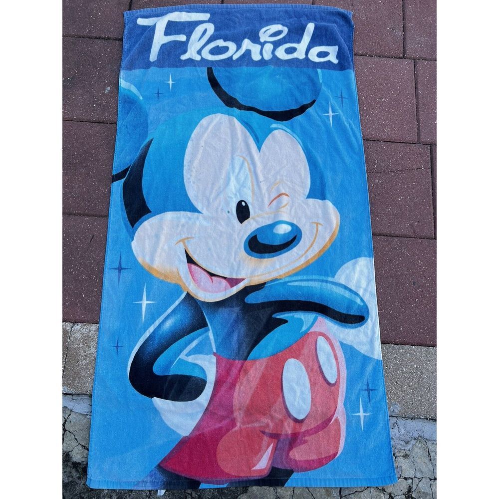 RARE Vintage Mickey Mouse Florida Towel 56x29 Jerry Leigh 90s